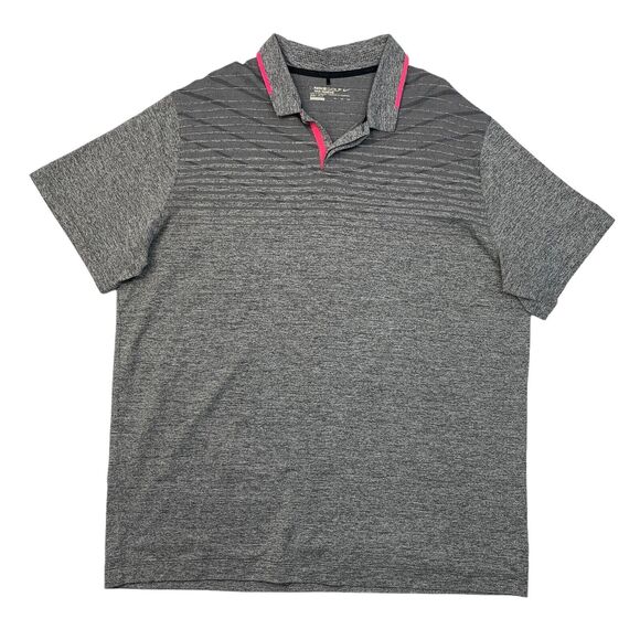 Nike Polo Shirt Mens 2XL Grey Heather Golf Tour Premium Dri Fit Striped - Picture 1 of 11